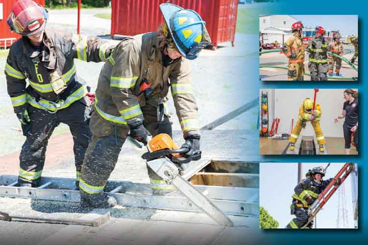 工作中的女消防员