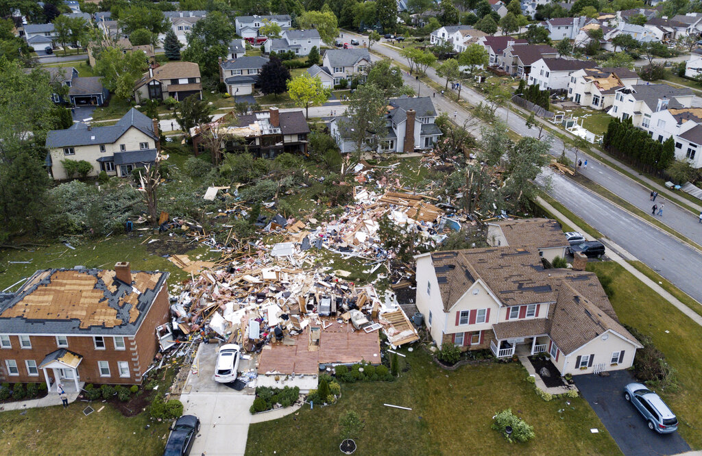 APTOPIX Severe Weather Illinois Damage from tornado in the Chicago area