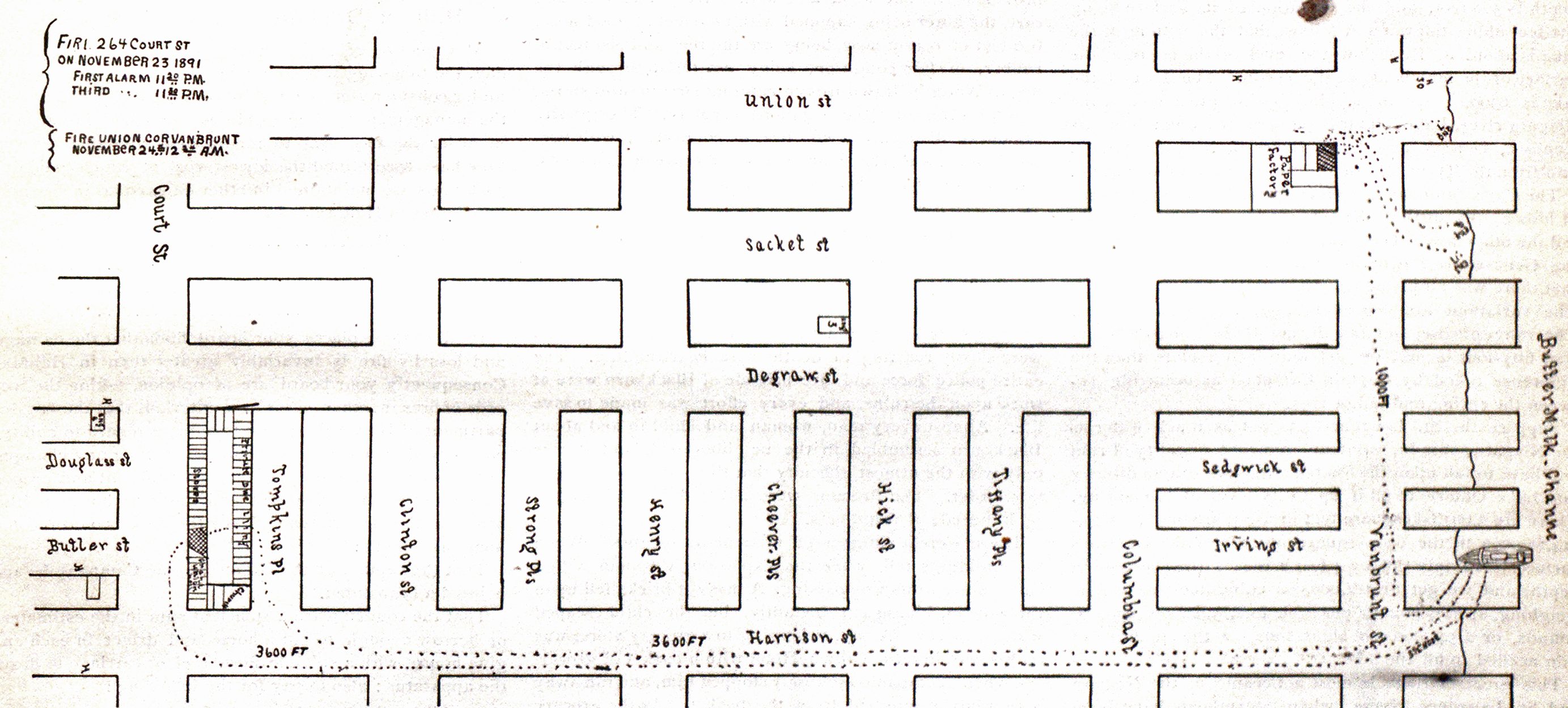 这张地图显示了11月24日晚上布鲁克林发生的两起火灾的地点。